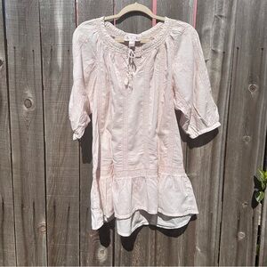 H&m By Garden Collection Womens Tunic Cover Up Eyelets Embroidered 2 Pastel Pink